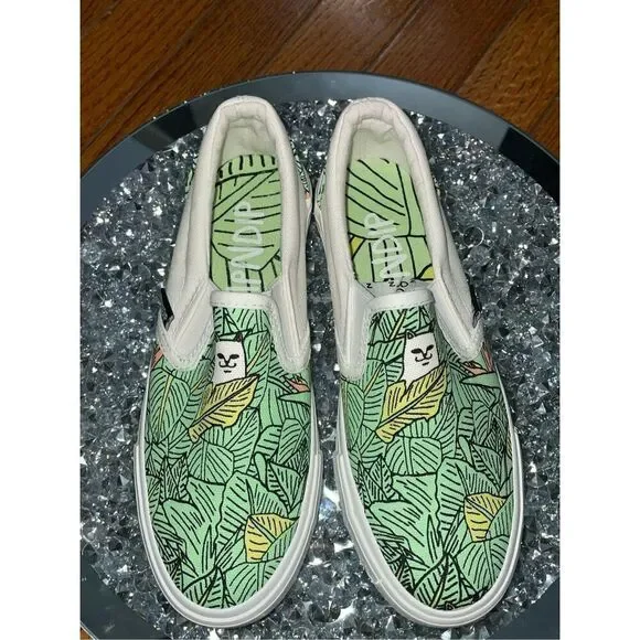 Ripndip lord normal the cat green tropical leaves slip on sneakers size 5W - Picture 5 of 16